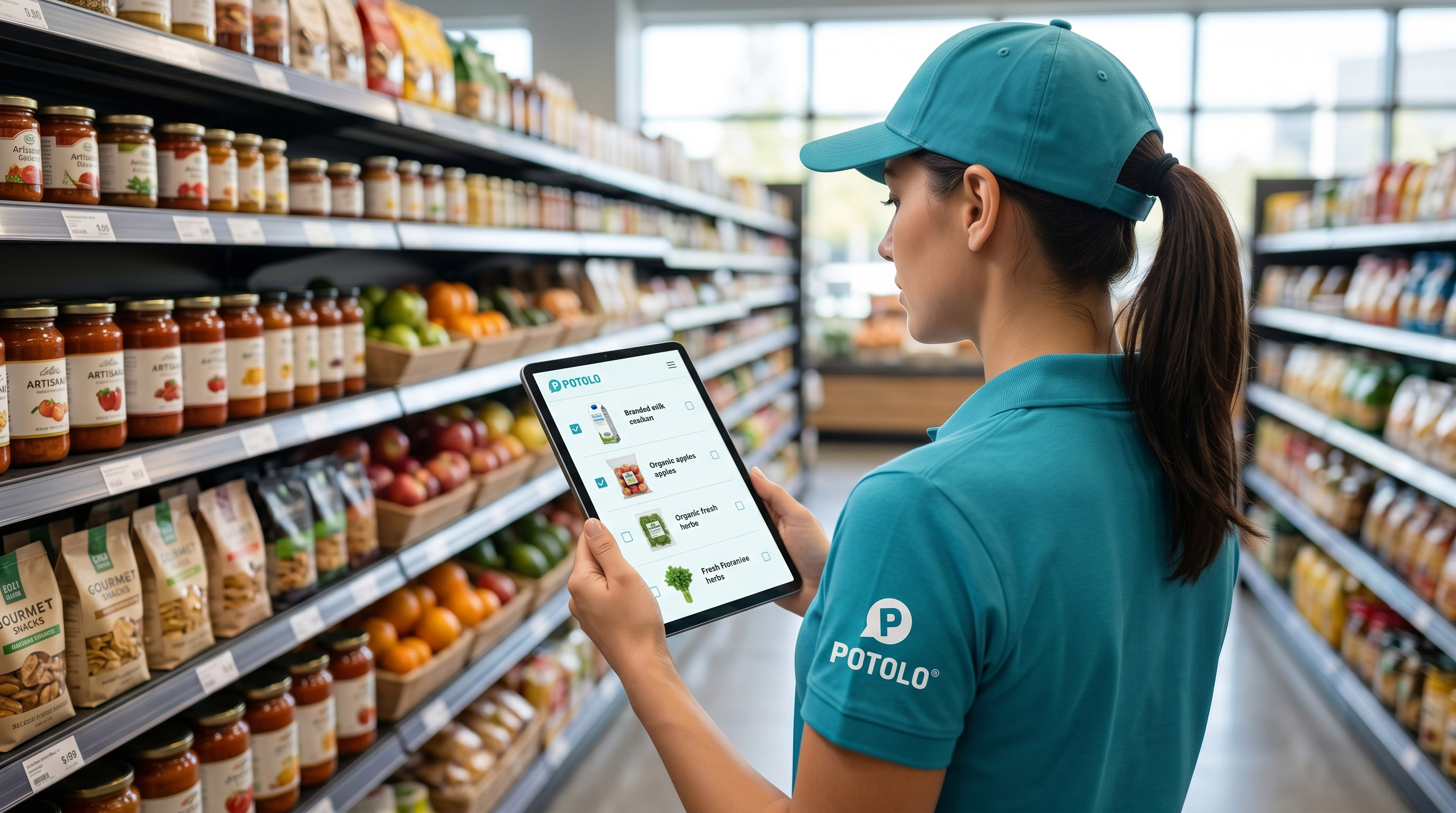 Potolo shopper picking a customer's order with the tablet checklist